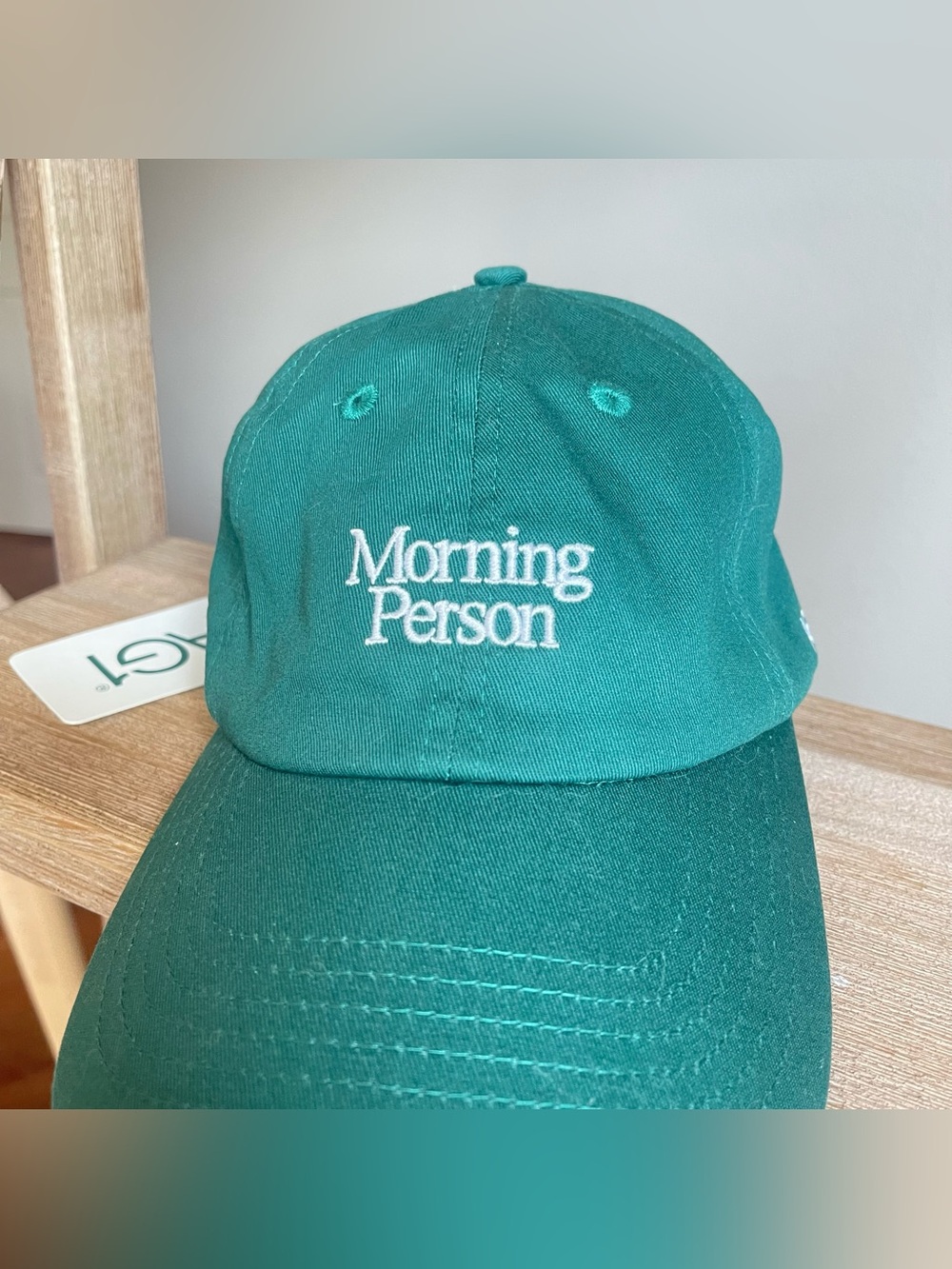 NWT- AG1 Adjustable “Morning Person” One size Green Strapback Baseball Cap Gift - Picture 3 of 9